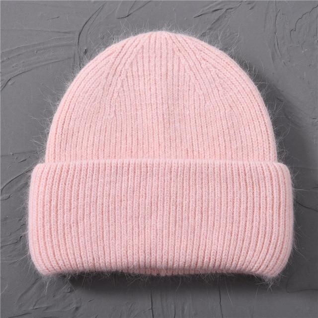 Casual Women's Hats Cashmere Wool Knitted Beanies Autumn Winter Brand New Three Fold Thick 2020 Knitted Girls Skullies Beanies AExp