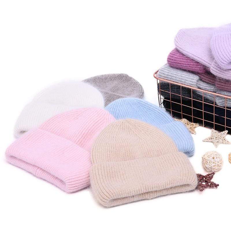 Casual Women's Hats Cashmere Wool Knitted Beanies Autumn Winter Brand New Three Fold Thick 2020 Knitted Girls Skullies Beanies AExp