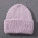 Casual Women's Hats Cashmere Wool Knitted Beanies Autumn Winter Brand New Three Fold Thick 2020 Knitted Girls Skullies Beanies AExp