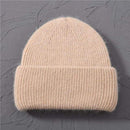 Casual Women's Hats Cashmere Wool Knitted Beanies Autumn Winter Brand New Three Fold Thick 2020 Knitted Girls Skullies Beanies AExp