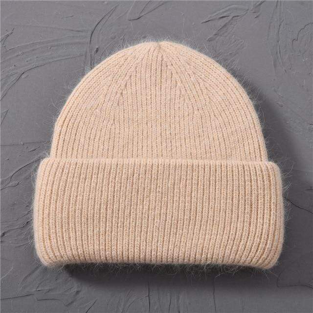 Casual Women's Hats Cashmere Wool Knitted Beanies Autumn Winter Brand New Three Fold Thick 2020 Knitted Girls Skullies Beanies AExp