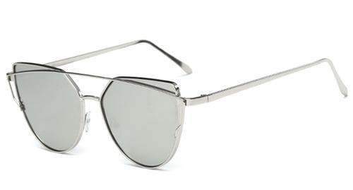 Cat eye Women Sunglasses 2017 New Brand Design Mirror Flat Rose Gold Vintage Cateye Fashion sun glasses lady Eyewear UV400-Silver-JadeMoghul Inc.