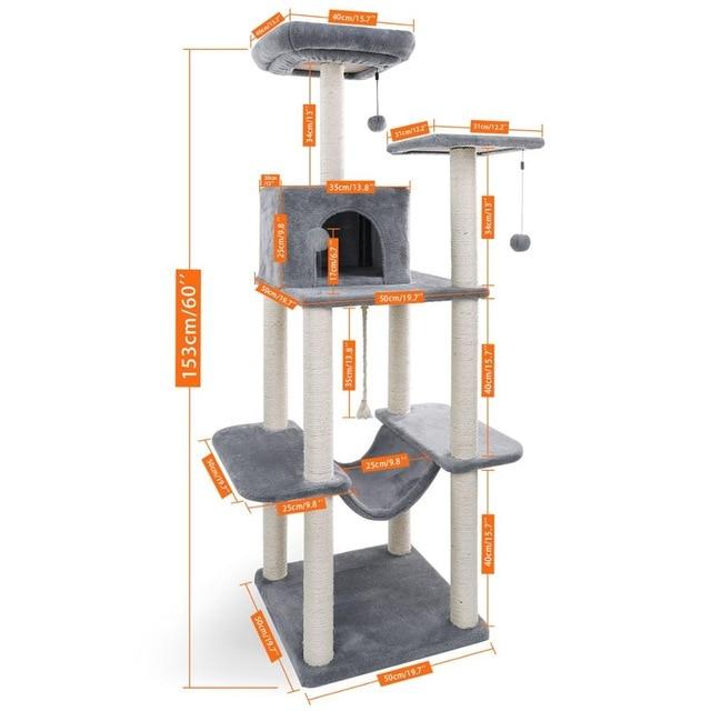 Cat's Tree Tower Condo Scratcher Home Furniture Pets House Hammock Cats Climbing Furniture Pets House Hammock Cat's Tree Tower JadeMoghul Inc. 