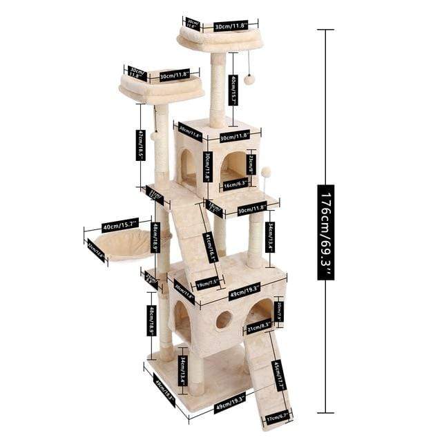 Cat's Tree Tower Condo Scratcher Home Furniture Pets House Hammock Cats Climbing Furniture Pets House Hammock Cat's Tree Tower JadeMoghul Inc. 