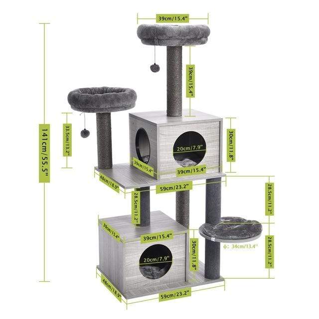 Cat's Tree Tower Condo Scratcher Home Furniture Pets House Hammock Cats Climbing Furniture Pets House Hammock Cat's Tree Tower JadeMoghul Inc. 