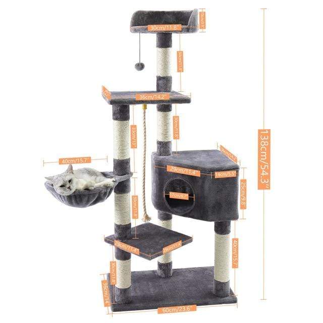 Cat's Tree Tower Condo Scratcher Home Furniture Pets House Hammock Cats Climbing Furniture Pets House Hammock Cat's Tree Tower JadeMoghul Inc. 