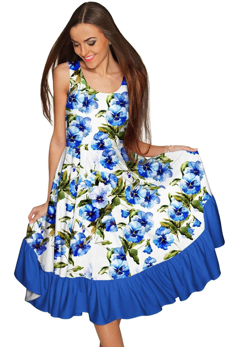 Catch Me Vizcaya Fit & Flare Cocktail Summer Dress - Women-Catch Me-XS-White/Blue-JadeMoghul Inc.