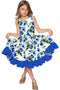 Catch Me Vizcaya Fit & Flare Floral Print Fancy Dress - Girls-Catch Me-18M/2-White/Blue-JadeMoghul Inc.