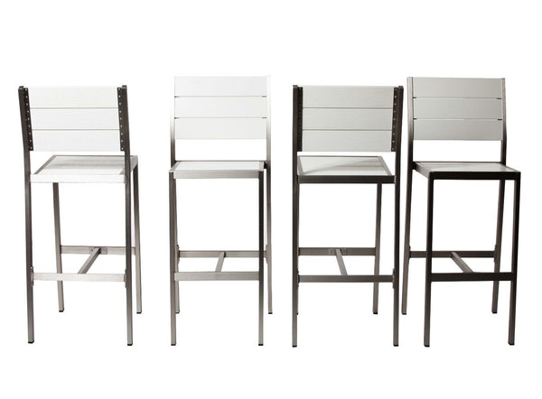 Catchy And Heighted Anodized Aluminum Armless Barstools In White (Set of 4)-Bar Stools and Counter Stools-WHITE-Anodized Aluminum And Plastic lumber-JadeMoghul Inc.