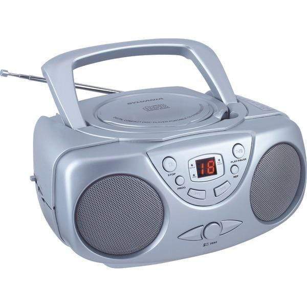 CD Players & Boomboxes Portable CD Boom Box with AM/FM Radio (Silver) Petra Industries