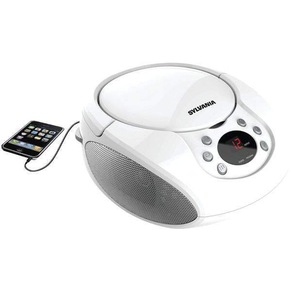 CD Players & Boomboxes Portable CD Player with AM/FM Radio (White) Petra Industries