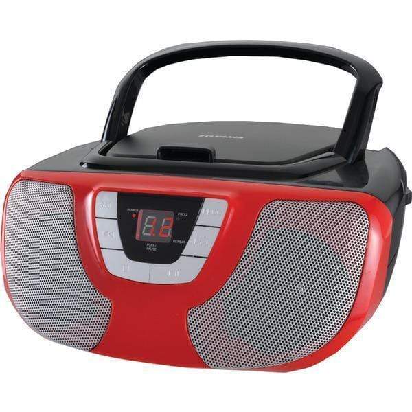 CD Players & Boomboxes Portable CD Radio Boom Box (Red) Petra Industries