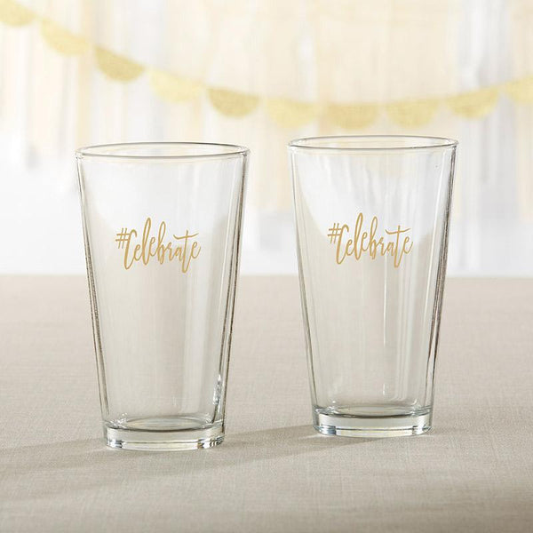 #Celebrate 16 oz. Pint Glass (Set of 4)-Personalized Coasters-JadeMoghul Inc.