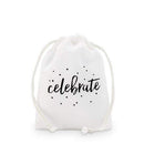 "celebrate" Print Muslin Drawstring Favor Bag - Small (Pack of 12)-Favor Boxes Bags & Containers-JadeMoghul Inc.