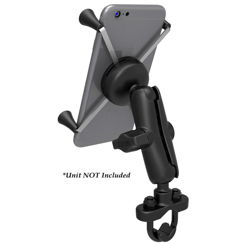 Cell Phone Mounts RAM Mount Handlebar Rail Mount w/Zinc Coated U-Bolt Base  Universal X-Grip Large Phone/Phablet Cradle [RAM-B-149Z-UN10U] RAM Mounting Systems