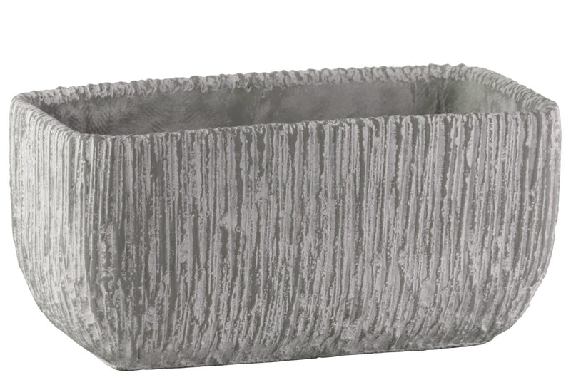 Cement Broomed Finish Rectangular Pot With Tapered Bottom, Light Gray-Home Accent-Gray-Cement-Broomed Finish-JadeMoghul Inc.