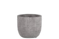 Cement Engraved Square Lattice Design Pot With Tapered Bottom, Small, Light Gray-Home Accent-Gray-Cement-Natural Finish-JadeMoghul Inc.