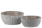 Cement Low Round Embossed Concentric Circle Design Pot, Set of 2, Gray-Home Accent-Gray-Cement-Washed Finish-JadeMoghul Inc.