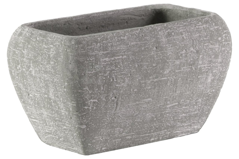 Cement Recessed Lip Rectangular Pot With Tapered Bottom, Large, Light Gray-Home Accent-Gray-Cement-JadeMoghul Inc.