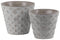 Cement Round Embossed Concentric Diamond Design Pot, Set of 2, Gray-Home Accent-Gray-Cement-Washed Finish-JadeMoghul Inc.