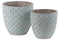 Cement Round Embossed Diamond Design Pot, Set of 2, Turquoise-Home Accent-Blue-Cement-Washed Finish-JadeMoghul Inc.