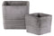 Cement Square Pot With Ribbed Band Rim Top, Set of 2, Gray-Home Accent-Gray-Cement-Natural Finish-JadeMoghul Inc.