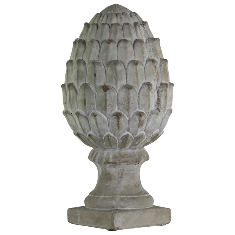 Cemented Artichoke Figurine on Base, Large, Washed Gray-Home Accent-Gray-Cement-JadeMoghul Inc.