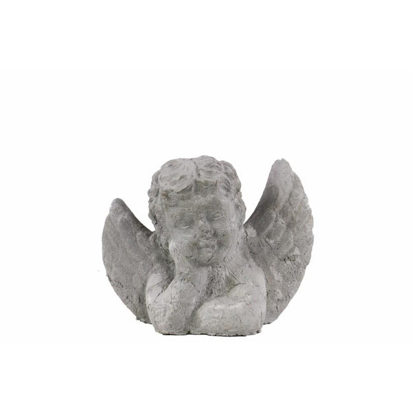 Cemented Cherub Bust Figurine, Small, Gray-Home Accent-Gray-Cement-JadeMoghul Inc.