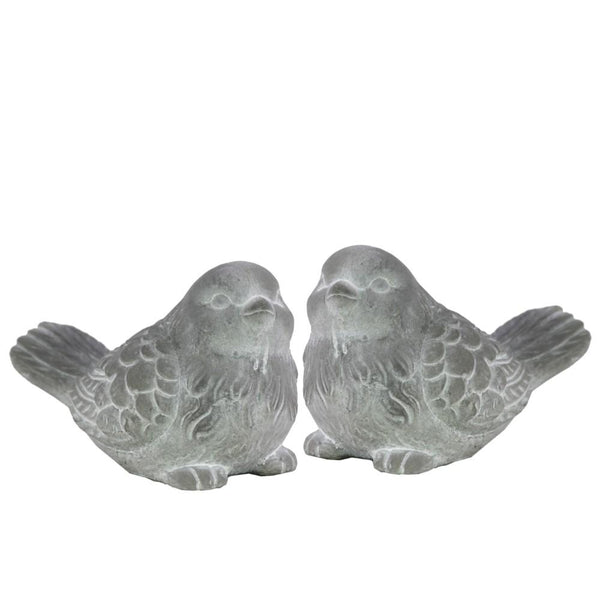 Cemented Designer Bird Figurine, Washed White, Assortment of 2-Home Accent-White-Cement-JadeMoghul Inc.