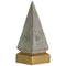 Cemented Pyramid Figurine on Coated Gold Square Base, Large, Gray-Home Accent-Gray-Cement-JadeMoghul Inc.