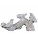 Cemented Tree Branch Sculpture with 3 Mounted Bird Figurines, Washed White-Sculptures-White-Cement-JadeMoghul Inc.