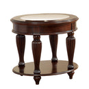 Centinel Traditional Style End Table-Side Tables and End Tables-Dark Cherry-Tempered Glass Solid Wood Wood Veneer & Others-JadeMoghul Inc.