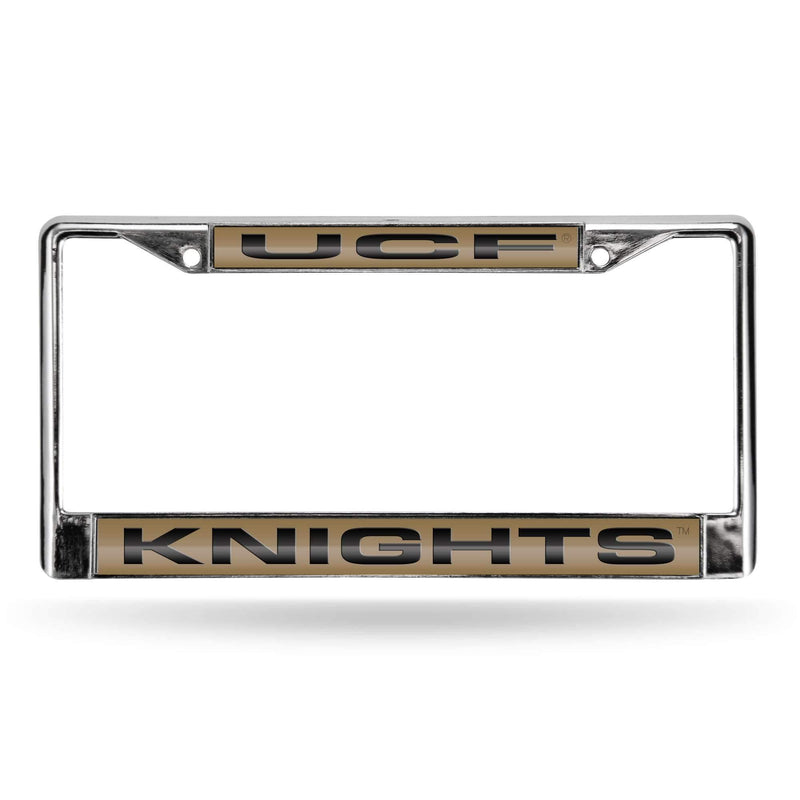 Mustang License Plate Frame Central Florida Gold Laser Chrome Frame