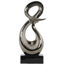 Ceramic "&" Abstract Sculpture on Rectangle Base, Silver-Sculptures-Silver-Ceramic-JadeMoghul Inc.