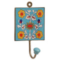 Ceramic And Iron Wall-Hook With Hand Painted Multicolored Floral Motifs By Benzara-Wall Hooks-Multicolore-Ceramic-JadeMoghul Inc.