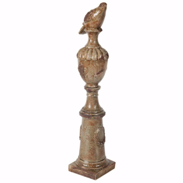 Ceramic Bird Finial Statue, Light Brown-Sculptures-Light Brown-CERAMIC-JadeMoghul Inc.