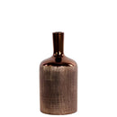 Ceramic Bottle Shaped Vase With Long Elongated Neck, Medium, Copper-Vases-Copper-Ceramic-JadeMoghul Inc.