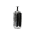 Ceramic Bottle Vase With Corrugated Belly, Silver-Home Accent-Silver-Ceramic-JadeMoghul Inc.