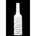 Ceramic Bottle Vase With Wrinkled Sides, Large, White-Vases-White-Ceramic-Gloss Finish-JadeMoghul Inc.