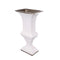 Ceramic Decorative Urn With Rectangular Opening, Small, White & Silver-Home Accent-White & Silver-Ceramic-JadeMoghul Inc.