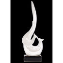Ceramic Fire Abstract Sculpture on Rectangle Base- White- Benzara-Sculptures-White-Ceramic-JadeMoghul Inc.