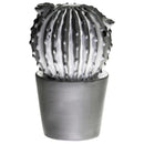 Ceramic Flowered Not cactus Figurine On Tapered Pot, Silver-Statues-Silver-Ceramic-JadeMoghul Inc.