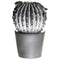 Ceramic Flowered Not cactus Figurine On Tapered Pot, Silver-Statues-Silver-Ceramic-JadeMoghul Inc.