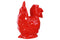 Ceramic Geometric Sitting Rooster Figurine, Glossy Red-Home Accent-Red-Ceramic-JadeMoghul Inc.