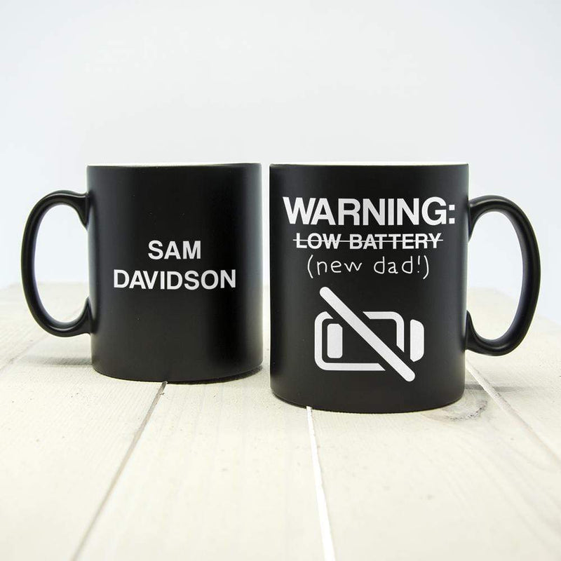 Ceramic Gifts & Accessories Discount Mugs Warning: New Dad Black Matte Mug Treat Gifts