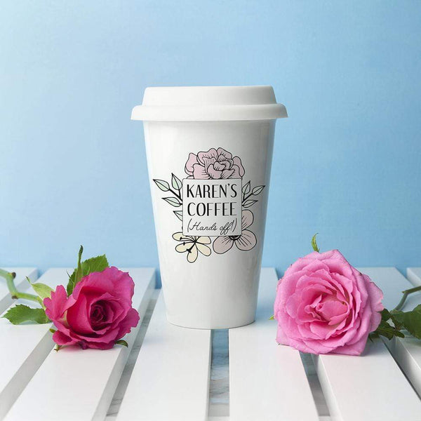 Ceramic Gifts & Accessories Personalised Mugs Hands Off Ceramic Travel Mug Treat Gifts