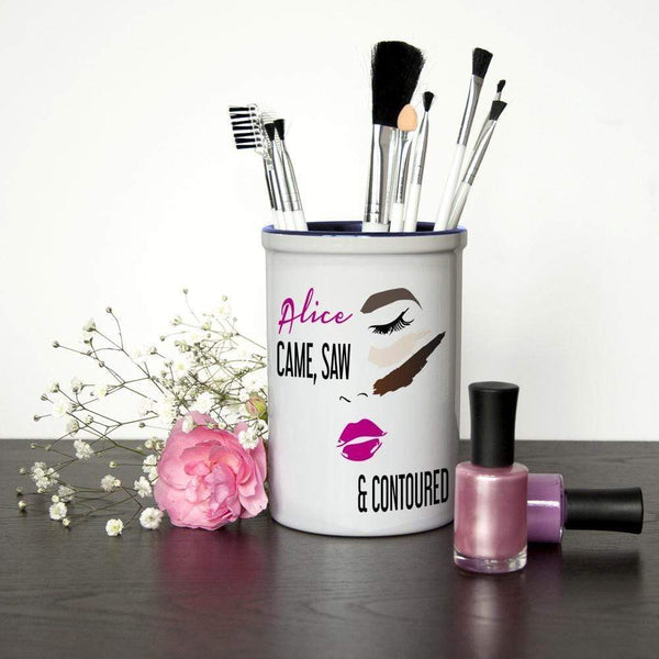 Ceramic Gifts & Accessories She Came She Saw She Contoured Personalised Make Up Brush Holder Treat Gifts