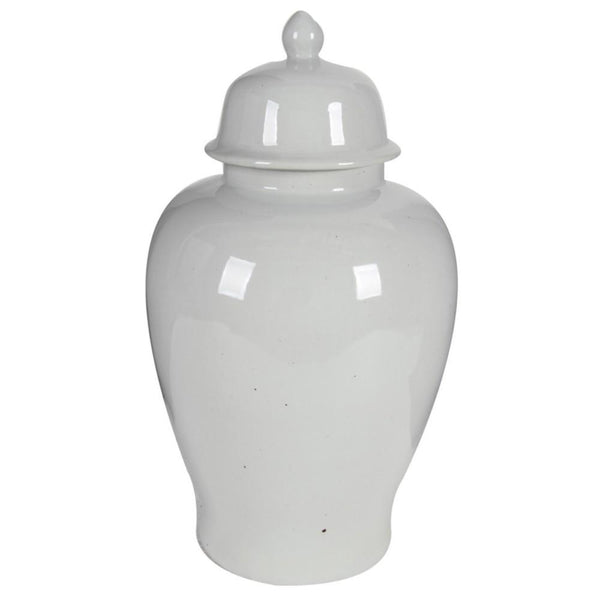 Ceramic Ginger Jar With Lid, White-Decorative Jars and Urns-Off White-CERAMIC-JadeMoghul Inc.