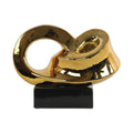 Ceramic Infinity Abstract Sculpture on Rectangle Base, Gold-Sculptures-Gold-Ceramic-JadeMoghul Inc.