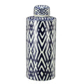 Ceramic Lidded Large Jar, Blue And White-Decorative Jars and Urns-Blue And White-CERAMIC-JadeMoghul Inc.